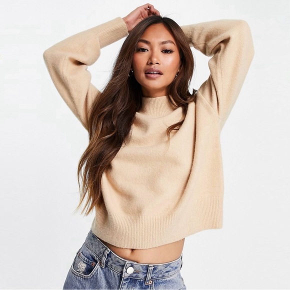 NWOT & Other Stories mock neck sweater in beige - Picture 1 of 10